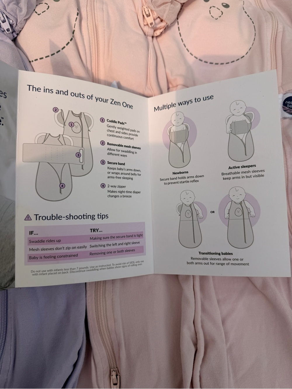 Nested Bean Infant Sleep Sacks in Lavender and Blush Set of 3 size 3-6 mo - Picture 2 of 8